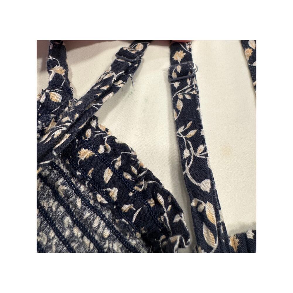 Old Navy Smocked Jersey Cami Jumpsuit XL Blue Ditsy Floral Square Neck Spaghetti - Picture 11 of 12